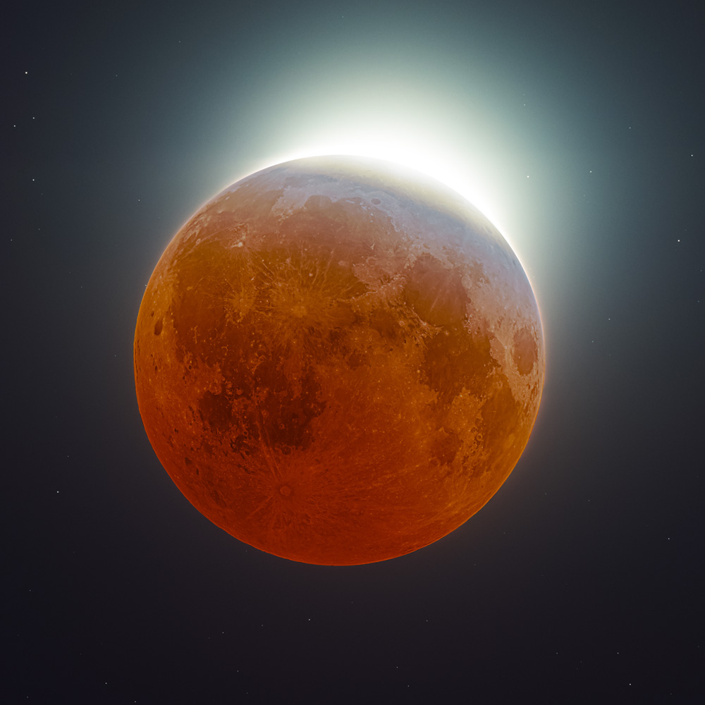 Print «Partial Lunar Eclipse 2026» emoldurado em contexto de parede