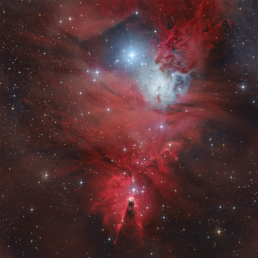 Print «NGC 2264 - Christmas Tree Cluster» emoldurado em contexto de parede